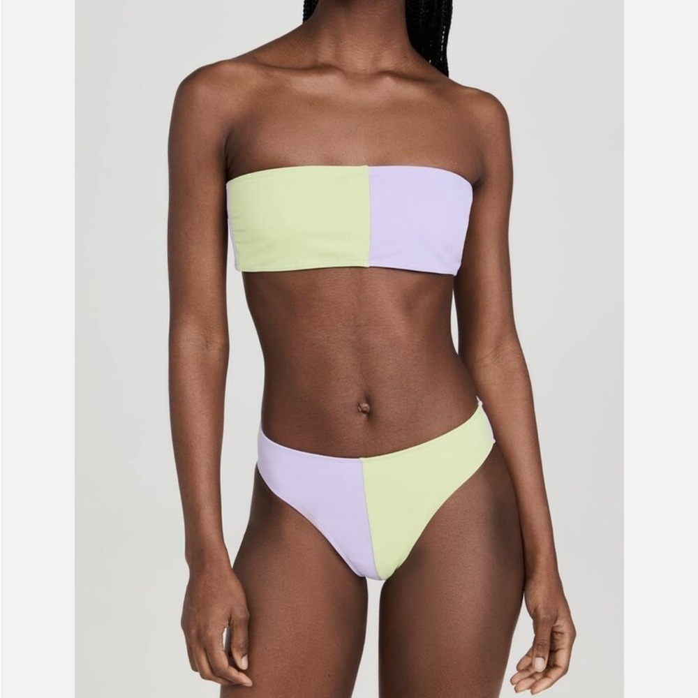 Color Block Bandeau Bikini Set